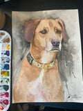 Handpainted watercolour Dog portrait