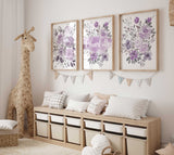 Purple Nursery Decor, Girl Nursery Floral Name Print