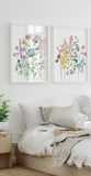 Wildflowers Set of 2 Prints, Wildflowers Wall Art, Bedroom floral art, living room Flowers wall art, pastel flowers, Botanical wall art