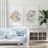 Wildflowers Set of 2 Prints, Wildflowers Wall Art, Bedroom floral art, living room Flowers wall art, pastel flowers, Botanical wall art