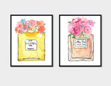 Perfume Bottle Print Wall Art, Colourful Powder Room Wall Art Décor, Set of 2