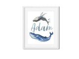 Baby Name Print For Nursery Boy, Blue Baby Boy Nursery Nautical Wall Art