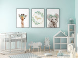 Set of 3 Safari Nursery Décor, Nursery Name Print Boys Set