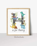 Personalized Dinosaur Nursery Art, Dinosaur Wall Art for Home