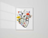 Brain Anatomy Poster, Floral Heart Print Set of 2 , Medical Student Gift, Doctor Office Decor, Psychologist Gift, Anatomical Art