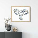 Uterus Anatomy Print with Floral Accents - Perfect OBGYN Office Art, Doula Gift, and Midwife Gift for Women's Health Awareness
