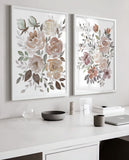 Boho floral wall art, Abstract Watercolor boho Flower Wall Art, Mothers Day Gift, Living room wall art, Set of 2 Prints