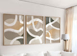 Abstract Wall Art, Set of 3 Prints, Beige Brown Print, Neutral Brush Strokes Art, Living Room Wall Art, Dining Room Posters, Minimalist Art